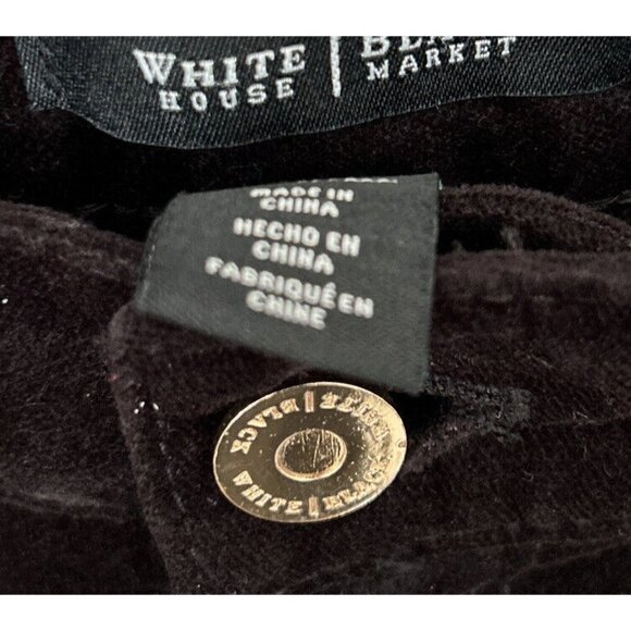 WHBM Black Velvet Skinny Jeans Stretch Gold Ankle Zippers Womens Size 4 Reg - Picture 3 of 5